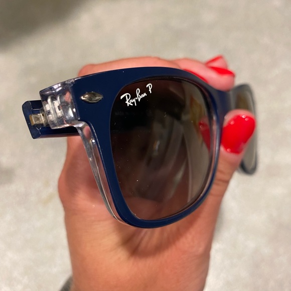 Like new Ray Ban sunglasses polarized. Matte blue - Picture 1 of 5